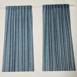 Ikea Aina Blue 100% Linen Curtain Panels 57x98 Set of 2 Not Lined Discontinued